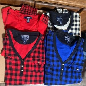 Chaps Plaid Shirts - Red, Blue, Black, and White
